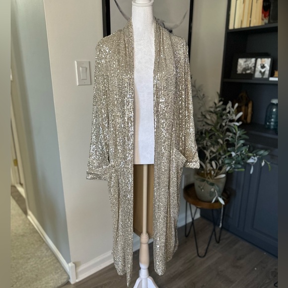BB Dakota Show Stopper Sequin Long Cardigan Size XS, NWT - Picture 3 of 7